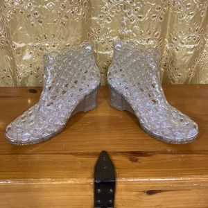 Glitter Jelly Wedge Sandals